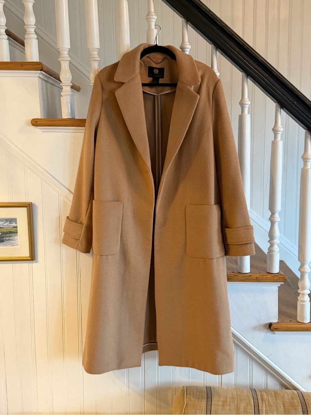 House of Harlow 1960 Camel Long Wool-Blend Trench Coat